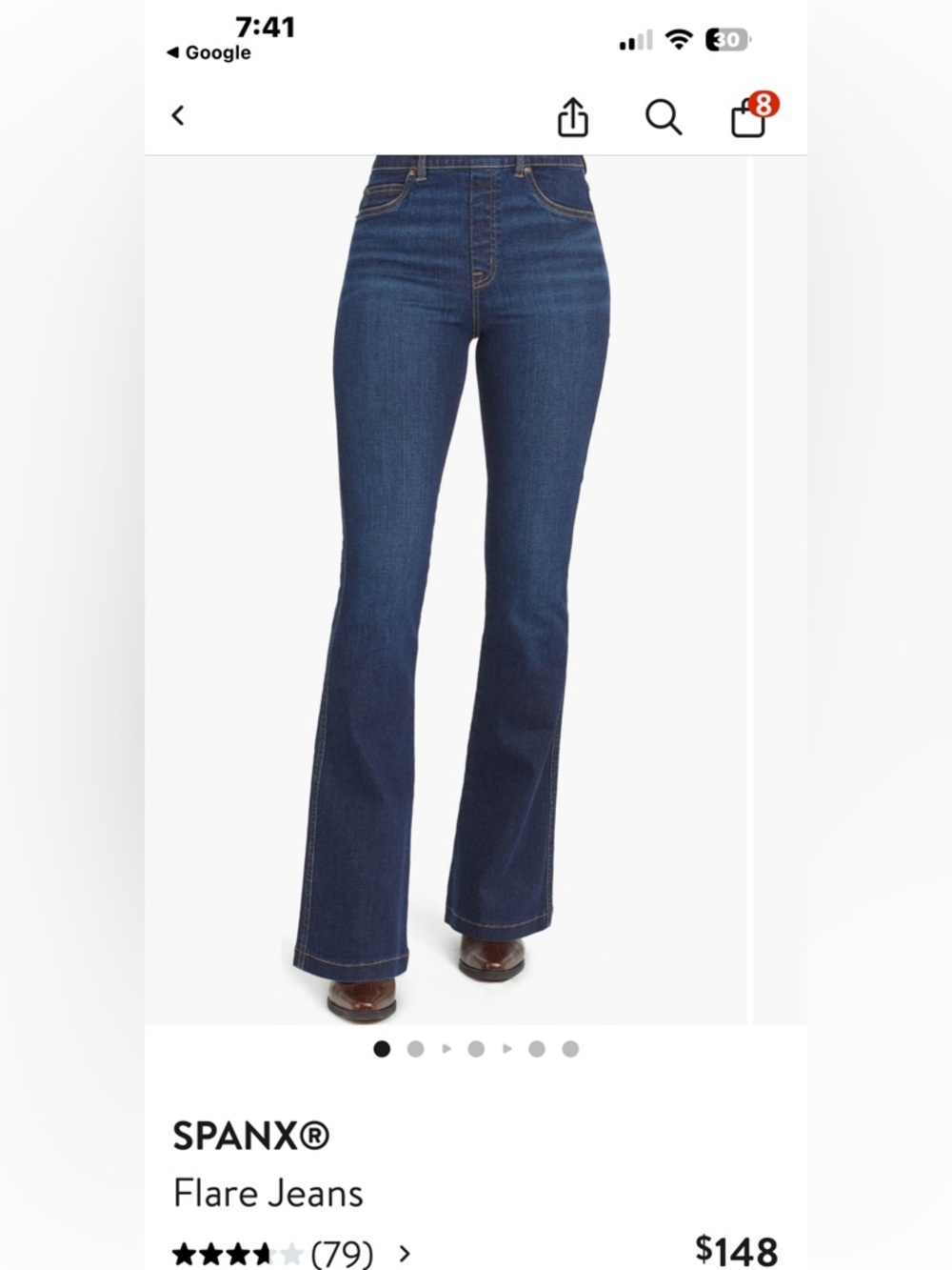 SPANX Dark Blue High-Rise Flare Jeans